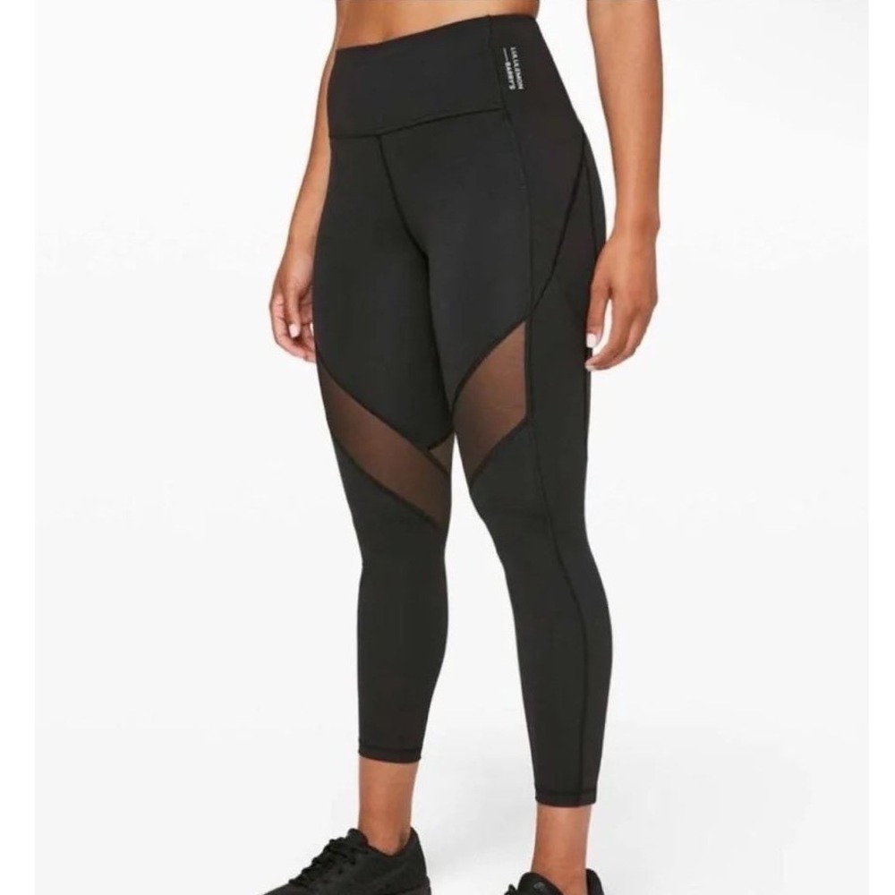 Lululemon x Barrys Stronger As One Tight 25 Black Mesh Leggings Size 4